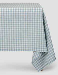 Warm Blue Gingham Linen Blend Tablecloth | Round | Piglet in Bed