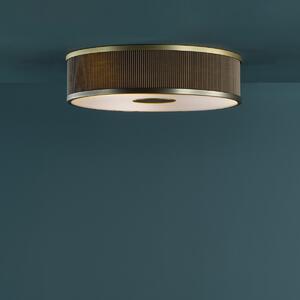Dar Lighting Alvaro 3 Light Flush Ceiling Light In Antique Bronze With Brown Shade