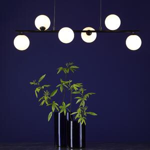 Dar Wisebuys Spiral 6 Light Ceiling Bar Pendant In Matt Black With Opal Glass