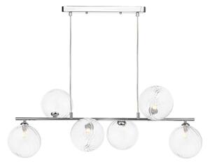 Dar Wisebuys Spiral 6 Light Ceiling Bar Pendant In Polished Chrome With Twisted Glass