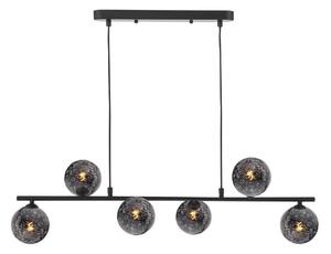 Dar Wisebuys Spiral 6 Light Ceiling Bar Pendant In Matt Black With Black Confetti Glass