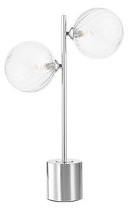 Dar Wisebuys Spiral 2 Light Table Lamp In Polished Chrome With Twisted Glass