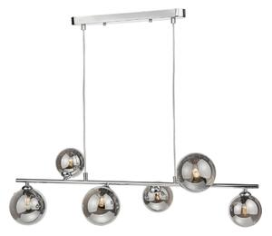 Dar Wisebuys Spiral 6 Light Ceiling Bar Pendant In Polished Chrome With Smoked Glass