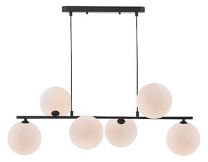 Dar Wisebuys Spiral 6 Light Ceiling Bar Pendant In Matt Black With Large Opal Glass