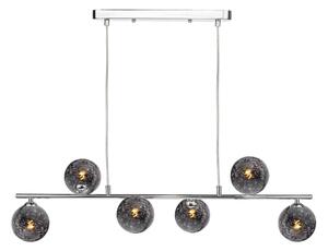 Dar Wisebuys Spiral 6 Light Ceiling Bar Pendant In Polished Chrome With Black Confetti Glass
