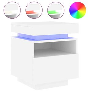 Syracuse Wooden Bedside Cabinet With 1 Drawer And LED - White