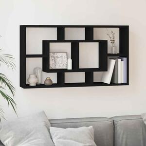 Aponka 80cm Wooden Wall Shelving Unit With 8 Shelves - Black