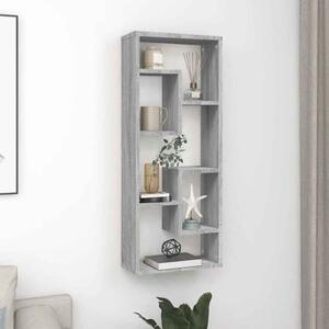 Aponka 36cm Wooden Wall Shelving Unit With 6 Shelves - Grey Sonoma
