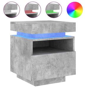 Syracuse Wooden Bedside Cabinet With 1 Drawer And LED - Concrete Grey