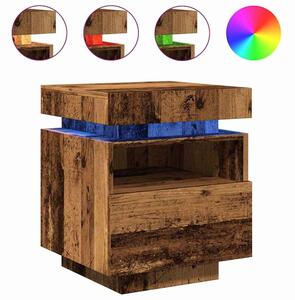 Syracuse Wooden Bedside Cabinet With 1 Drawer And LED - Brown