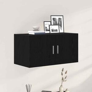 Baina 80cm Wall Hung Wooden Storage Cabinet With 2 Doors - Black Oak
