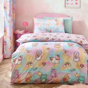 Catherine Lansfield Forever Together Reversible Duvet Cover Bedding Set Pastel