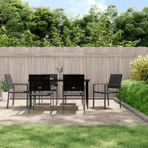 7 Piece Garden Dining Set Poly Rattan and Steel