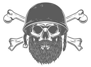 Art Print Illustration of bearded soldier skull with, ioanmasay