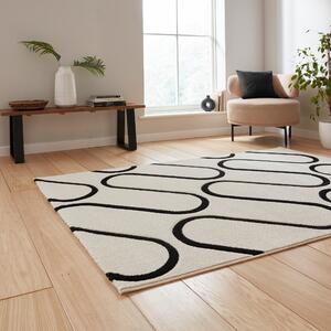 Catherine Lansfield Linear Curve Modern Geometric Rug White Black