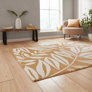 Catherine Lansfield Sorral Leaves Botanical Rug Ochre