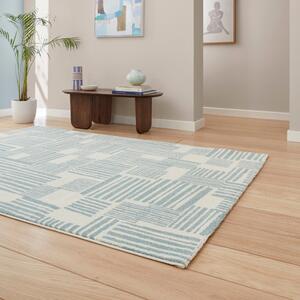 Catherine Lansfield Blocks Modern Abstract Rug Blue