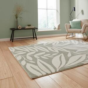 Catherine Lansfield Sorral Leaves Botanical Rug Sage Green