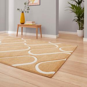 Catherine Lansfield Linear Curve Modern Geometric Rug Ochre