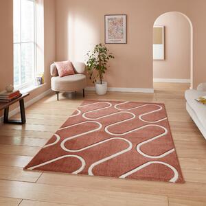 Catherine Lansfield Linear Curve Modern Geometric Rug Terracotta