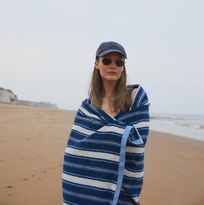 Piglet Marina Blue Shoreham Stripe Cotton Towels Size Bath Towel