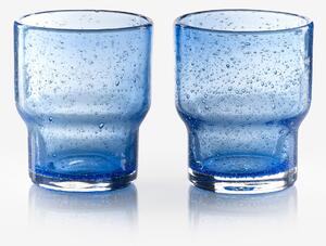 Set of 2 Colour Me Happy Handmade Glass Stacking Tumblers Blue