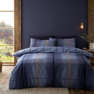 Catherine Lansfield Melrose Tweed 100% Duvet Cover & Pillowcase Set Blue