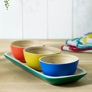 Colour Me Happy Bamboo Tray and Set of 4 Dipping Bowls Green