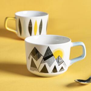 Set of 2 MissPrint Mountain And Feathers Mugs White