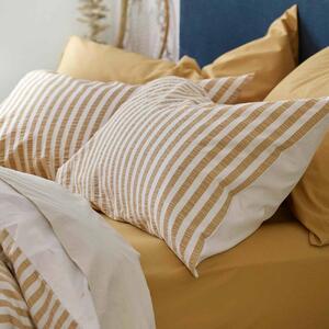 Piglet Ochre Seersucker Stripe Cotton Pillowcases (Pair) Size Super King