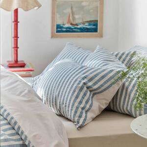 Piglet Warm Blue Seersucker Stripe Cotton Pillowcases (Pair) Size Super King