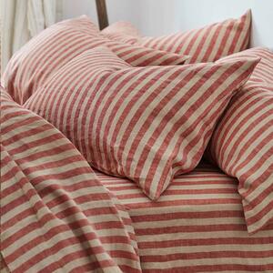 Piglet Sandstone Red Pembroke Stripe Linen Pillowcases (Pair) Size Super King