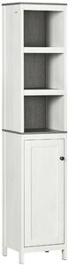 Kleankin Slimline Bathroom Storage , Freestanding Tower Cabinet with 3 Open Shelves and Adjustable Shelf, Antique White