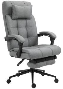 Vinsetto Office Chair with Footrest Ergonomic Office Chair with Armrests Lumber Support and Headrest Light Grey