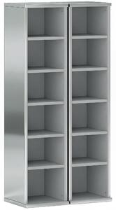 HOMCOM Set of 2 CD Media Display Shelf Unit Tower Rack with Adjustable Shelves, High Gloss Grey