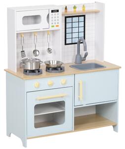AIYAPLAY Pretend Play Kitchen, Kids Kitchen Playset with Light & Sound Stove, Turning Knobs, Cooking Accessories