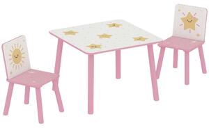 AIYAPLAY 3-Piece Toddler Table and Chair Set, Kids Table with 2 Chairs Set for Bedroom, Nursery, Playroom, Pink