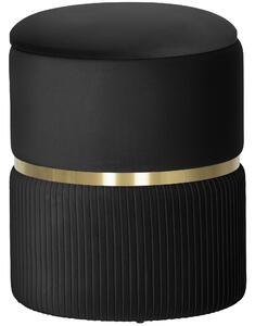 HOMCOM Velvet-Feel Storage Ottoman - Black