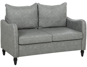 HOMCOM Faux Leather Marble-Effect Two-Seater Sofa - Grey