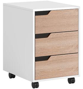 HOMCOM Mobile File Cabinet, Small Filing Cabinet with 3 Drawers, Lockable Casters for Office, Oak & White Aosom UK