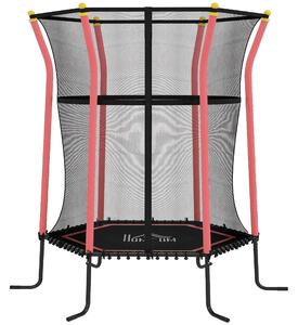 HOMCOM Kids Trampoline Mini Bouncer with Enclosure Safety Net For Ages 3-10 Years - Red Aosom UK