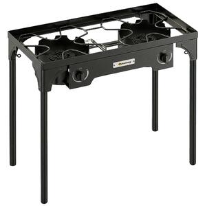Outsunny Double Burner Camping Stove, 150,000 BTU High Pressure Camping Gas Stove with Detachable Legs, Black