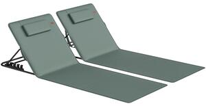 Outsunny Foldable Sun Loungers Set of 2, Portable Folding Beach Lounger with 4-level Adjustable Backrest, Grey