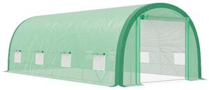 Outsunny 6 x 3(m) Polytunnel Greenhouse with Upgraded Structure, Mesh Door and Windows, 15 Plant Labels, Green