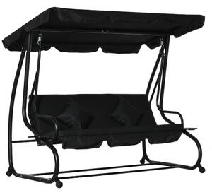 Outsunny Water Resistant Fabric 3-Seater Swing Chair w/ Cup Holder Black