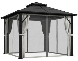 Outsunny 3 x 3(m) Hardtop Gazebo Canopy with UPF30+ Polycarbonate Roof, Aluminium Frame Garden Gazebo Permanent Pavilion for Patio, Deck, Grey