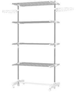 HOMCOM Folding Cloth Rail Adjustable Garment Rack With Wheels (4 Layer) Aosom UK
