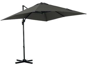 Outsunny 2.5 x 2.5m Patio Offset Parasol Cantilever Umbrella Sun Shade Canopy Shelter 360° Rotation with Crank Handle and Cross Base, Grey