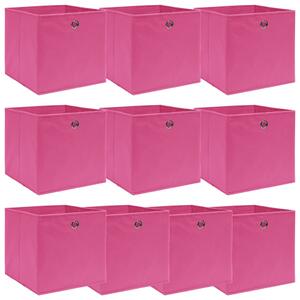 Storage Boxes 10 pcs Pink 32x32x32 cm Fabric