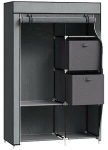 HOMCOM Fabric Wardrobe, Portable Wardrobe, Clothes Storage Unit with 5 Compartments, Hanging Rail and 2 Fabric Drawers, 102 x 42.5 x 162.5cm, Dark Grey